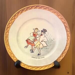 Antique Pirken&Hammer Plate Sodermanland Couple 7.25 Gold Trim